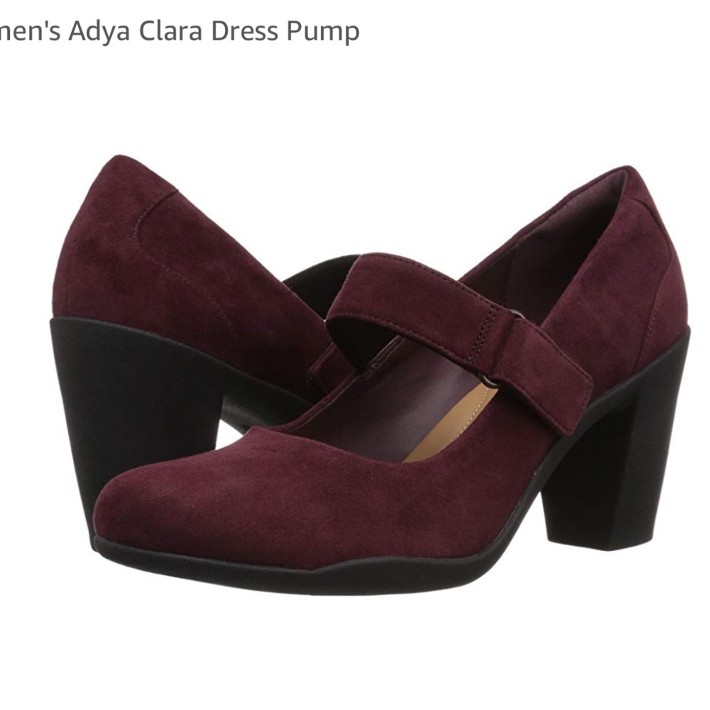 New Clarks Adya Burgundy Mary Jane Pumps